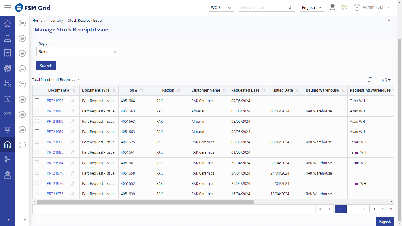 Part Request and Fulfillment