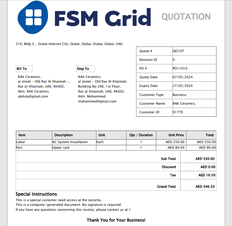 Print & Email Quote